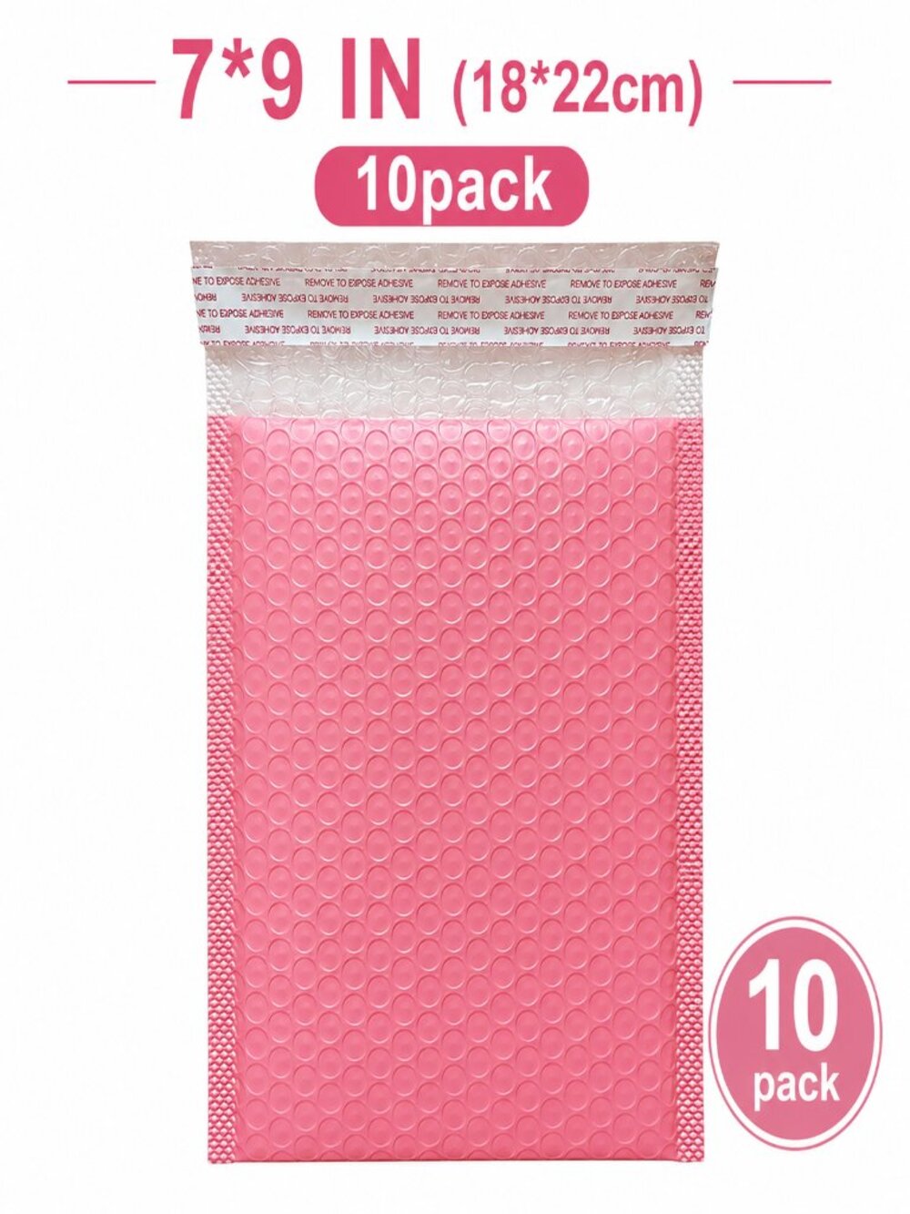7x9 Pink Bubble Mailers 10 Pack Self Seal Padded Shipping Envelopes